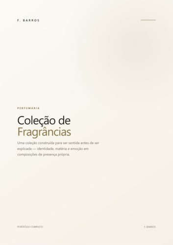 Capa do catálogo F. Barros — Perfumes